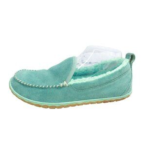 LL Bean Green Suede Slip On Fleece Lined Mountain Moccasin Slippers Size 9 M